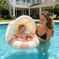 thumbnail image 6 of UPF50+ Sun Protection Baby Float With Canopy, Soft Fabric Covered Foldable Baby Pool Float With Canopy and Safety Seat for Baby Swimming Pool Play, 6 of 12
