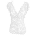thumbnail image 3 of Women Summer Lace Tank Tops Fashion Deep V Neck Sleeveless Shirts Slim Fitted Solid Color Plus Size Blouses (M, White), 3 of 4