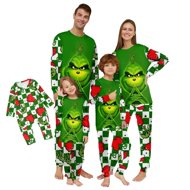 Family Matching Christmas Pajamas Set, Parent-Child Print Long-Sleeved T shirt Tops + Trousers Sleepwear Outfits (Men, XL)