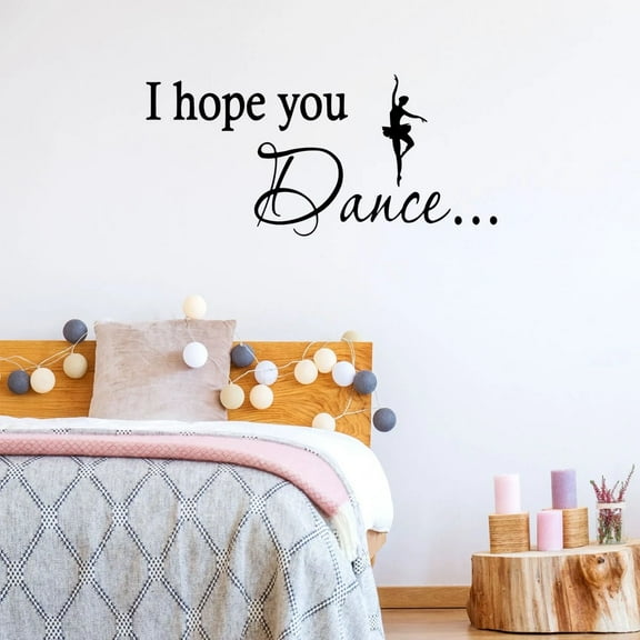 VWAQ I Hope You Dance Vinyl Wall Decal Quotes Inspirational Dancing Wall Art Girls Room Decor (10"H x 22"W BLACK)
