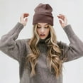 thumbnail image 3 of Daily Knited Plain Beanie - Stay Warm Stylish Stretchy Soft Beanie Hats for Men and Women, 12 inch, Heather Brown, 3 of 7