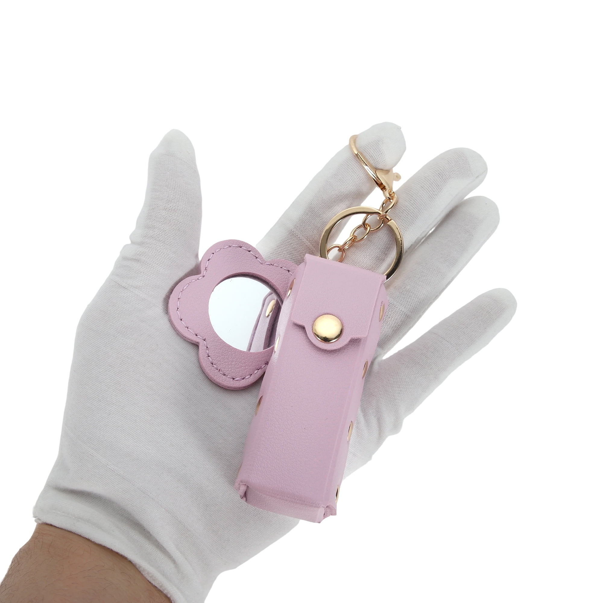 Unique Bargains Durable Flower Mirror Handbag Charms Keychains 1 Piece Light Purple