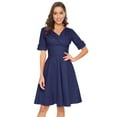 thumbnail image 2 of MintLimit Women's 1950s Vintage Wrap Deep V Neck Half Sleeve Retro Cocktail Swing Dress, 2 of 4
