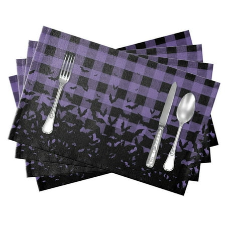

Halloween Placemats Table Decor 13*19 Inch Table Mats Treat or Trick Place Mats for Dining Table Halloween Party Decorations