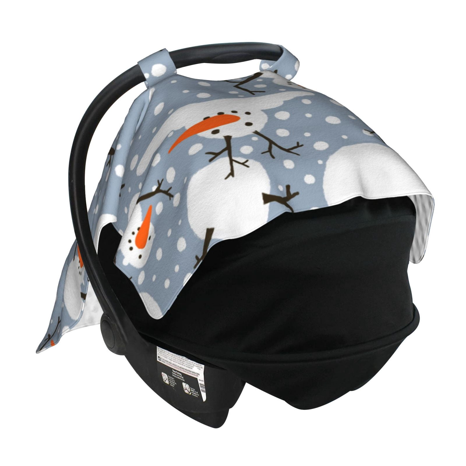 Car Seat Cover Baby - Happy Snowmen Snowfall Breathable Infant Car Seat Cover for Baby Carseat, Lightweight Comfort Baby Essentials Must Haves Newborn Stuff for Girl Boy