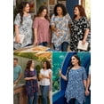thumbnail image 4 of SHOWMALL Plus Size Blouse for Women Summer Tunic Tops Short Sleeve Navy Blue Vertical Floral 4X Swing Tee Crewneck Clothes Flowy Shirt for Leggings, 4 of 9