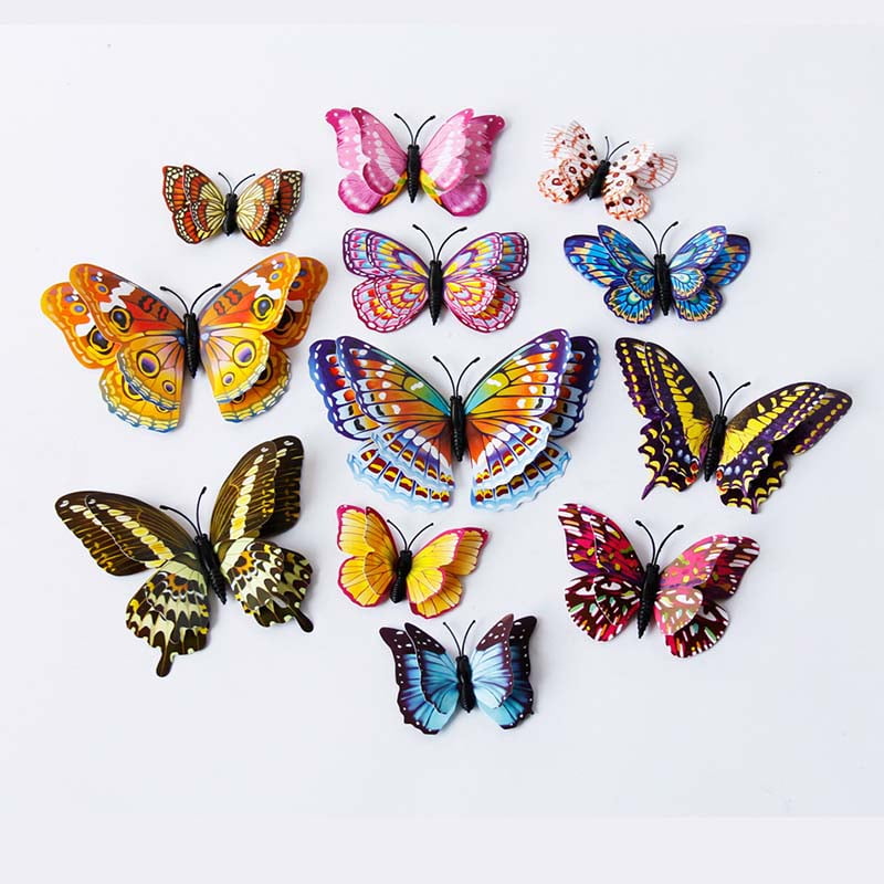 12-pack 3D Glow Butterfly Wall StickersRemovable Butterfly Wall Decals Colorful Butterflies Art Decor Wall Stickers Murals for Kids Baby Boy Girls Bedroom Classroom Offices TV Background