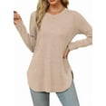 thumbnail image 1 of Camisa de Larga con Cuello Redondo para Mujer, Básica, Holgada, Informal Albaricoque XXL, 1 of 5