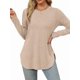thumbnail image 1 of Camisa de Larga con Cuello Redondo para Mujer, Básica, Holgada, Informal Albaricoque XL, 1 of 5