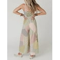 thumbnail image 4 of Chouyatou Women's Wide Leg Smocked Jumpsuit Color Block Floral Print Sleeveless Romper Pants, 4 of 5