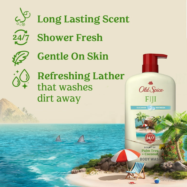 Old Spice Fiji Body Wash for Men 30 fl oz with Coconut and