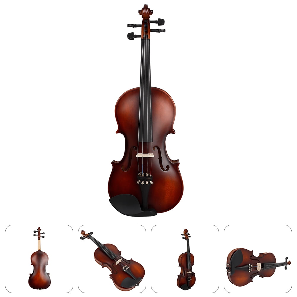 ULTNICE 1Set Retro Solid Wood Violin with Hand Carved Design and Comfortable Ebony Chin Rest
