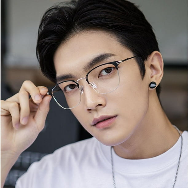 Gafas cuadradas lisas unisex de moda 2021 para hombres y mujeres gafas con montura de Metal para gafas de fiesta montura negra suave para cejas Tan Jianjun unisex Bodega Aurrera en linea