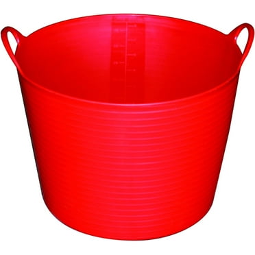 Poly/Rubber FlexTub Bucket | Ultra Durable & Versatile Farm Tub | Gardening Tub | Plastic Synthetic Tub | Red