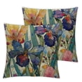 thumbnail image 2 of Acheng Decorative Throw Pillow Cover Farmhouse Vintage Summer Wildflower Iris Flower Pattern Drawn Watercolor Wrapper Style Nature Petal Garden Square Pillowcase for Couch Bed 2 pcs White, 2 of 6