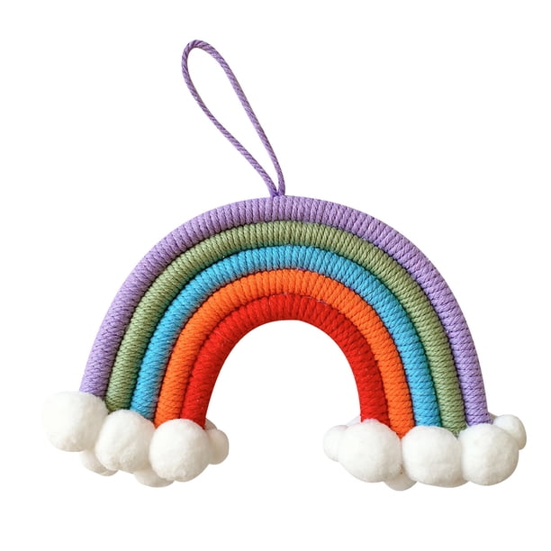 Colgante de decoración de habitación para niños, colgante de decoración de pared de arco iris de nubes tejidas Wmkox8yii fhajkh1036