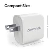 Powertek 20W USB-C PD + USB-A Dual Port Wall Charger, Carbon Design, White