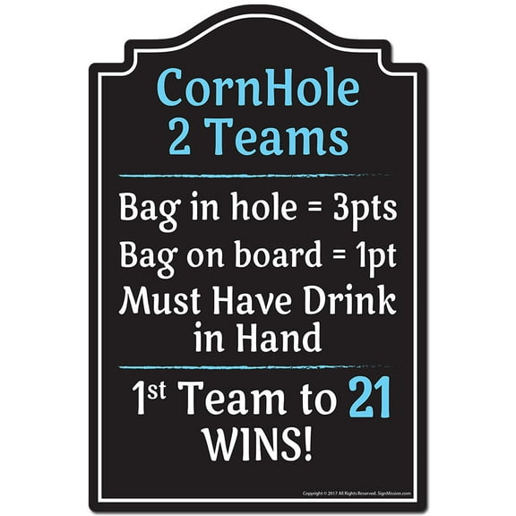 Cornhole 2 Teams Novelty Sign | Indoor/Outdoor | Funny Home Decor for Garages, Living Rooms, Bedroom, Offices | SignMission personalized gift