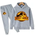 thumbnail image 3 of Conjunto de 2 piezas de sudadera y pantalón con estampado de dibujos animados de dinosaurios de Jurassic World para niños y niñas, moda de otoño y primavera, 3 of 5