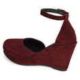 thumbnail image 3 of YDN Women Classic Round Closed Toe Wedge High Heeled Pumps Ankle Strap Sandals D'Orsay Platform Casual Dressy Shoes Size 12 Wine, 3 of 4