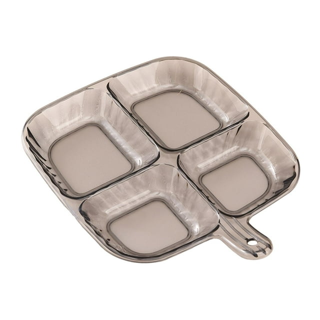 Bandejas para verduras para servir, bandeja dividida para servir, plato de comedor para niños con rejilla cuádruple, platos para aperitivos y dulces gris claro Macarena Bandeja de servir