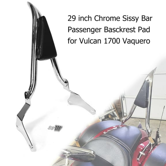 Fjpacemt Chrome Detachable Sissy Bar Backrest for Motorcycle Kawasaki Vulcan 1700 Vaquero SE 2011-24