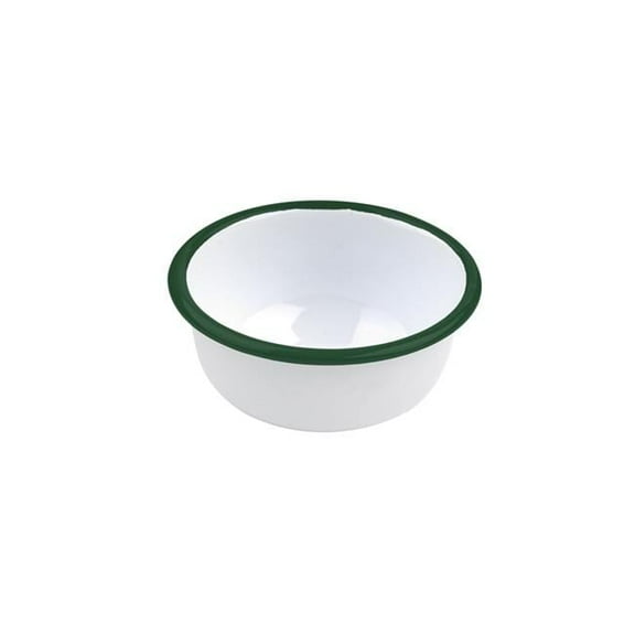 4.5 x 2 in. 10 oz Straight Side Rim Enamel Deep Bowl, White with Green - 12 Piece
