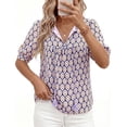 thumbnail image 7 of PRETTYGARDEN Womens Summer Boho Tops Vacation Outfits Casual Tie Front V Neck Peasant Blouses Puff Short Sleeve Shirts, 7 of 7
