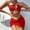 Red, variant on NMMUED Women's 3 Piece Swimsuit Halter Bikini Set with Skirt Cover Up Criss Cross Lace Up Bathing Suits Ruched Tie Side Summer Vacation Swimwear Blue L