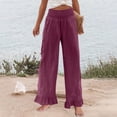 thumbnail image 6 of Nestiefly Womens Wide Leg Pants Drawstring Elastic High Waisted Ruffle Hem Palazzo Pants with Pockets 2026 Purple XL, 6 of 6