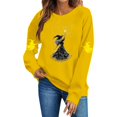 thumbnail image 5 of Smupbvky Halloween Print Sweatshirts Women Dressy Witch Graphic Tops Long Sleeve Crew Neck Pullover Fall Casual Holiday (2XL, Yellow), 5 of 5