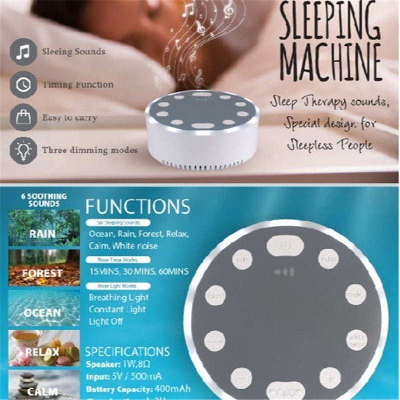 Sleep White Noise Sound Machines Adjustable Light Brightness Compact for Everyone Travel Gift Memory Function