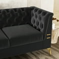 thumbnail image 5 of Velvet Chesterfield Sofa, 3-Seat Sofa with Gold Metal Legs, 82" Futon Tufted Sofa with Removable Cushion, Accent Arm Sofa Furniture  for Living Room, Office, Bedroom, Apartment, Black, 5 of 6