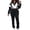 Black, variant on Unir Women Casual 2 Piece Sweatsuit, Brushed Polyester Color Block Zip Crop Top & Stretch Slim Jogger Pants Comfort Daily Outfit S-XXL True To Size
