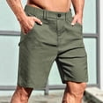 thumbnail image 5 of JTSRKL Men's Flat Front Dress Shorts Solid Zip Fly Button Elastic Waist Stretch Bottoms Quick Dry Business Golf Daily Sports Wear Short Pants Army Green XL, 5 of 8