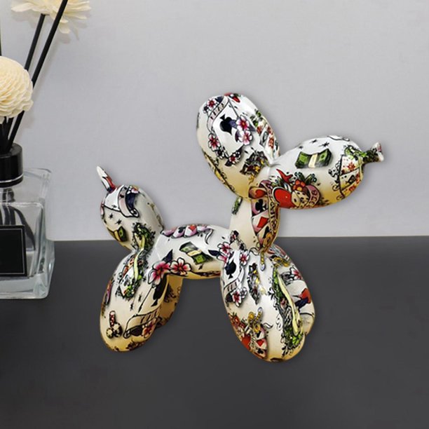 Estatuilla de animal de escultura de perro de globo de resina de estilo escandinavo, colección de artesanía de arte de cachorro de desplazamiento para J Baoblaze linda escultura