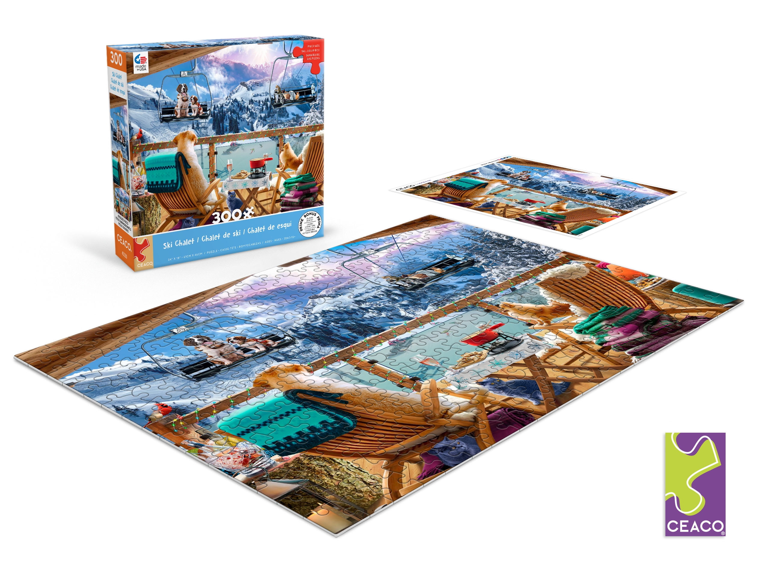 Ceaco300 Piece Ski Chalet (Andrew Farley) Interlocking Jigsaw Puzzle