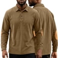 thumbnail image 2 of Aimik Corduroy Polo Shirts for Men Long Sleeve Elbow Patch Turndown Collar Casual Work Shirts Fall Winter Durable Button Down Collared Tee, 2 of 6