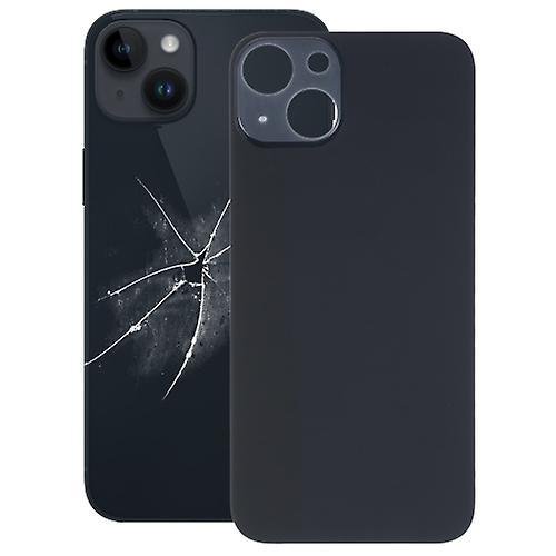(Black)Easy Replacement Big Camera Hole Glass Back Battery Cover for iPhone 14