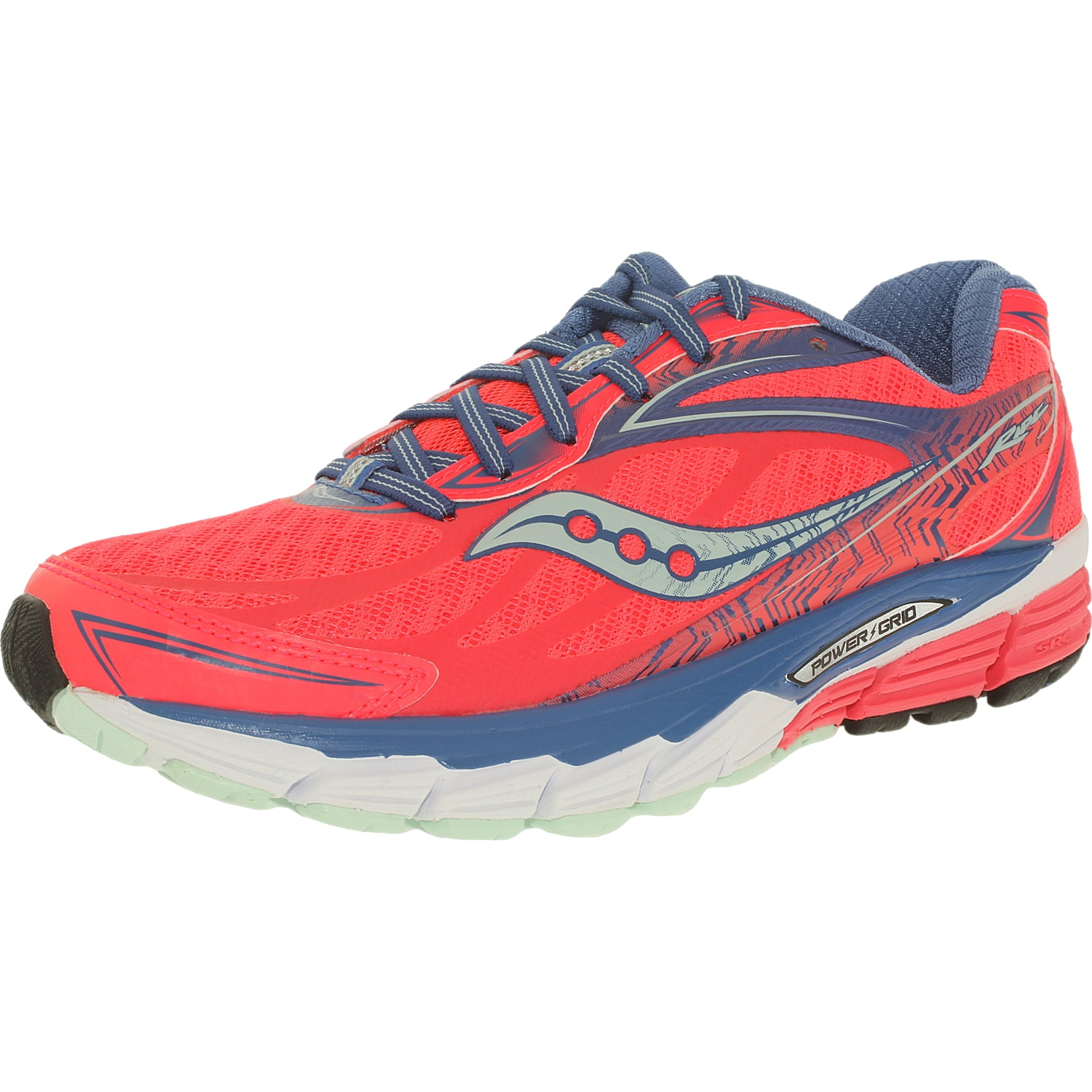 Saucony Women's Ride 8 Coral/Blue/Sea Low Top Mesh Running Shoe 7M
