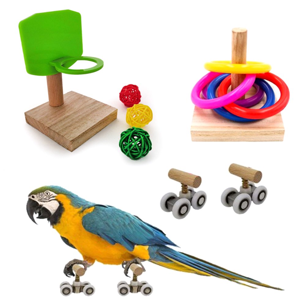 SPRING PARK Bird Puzzle Toys Parrot Bird Basketball Toy Mini Roller