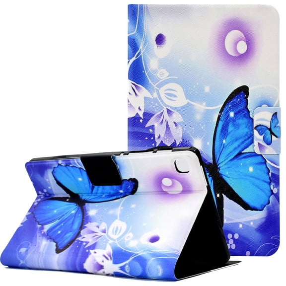 Allytech for Samsung Galaxy Tab A 8.0 Case 2019 Release(Without S Pen Model SM-T290/T295), Kickstand Shockproof Anti-Slip PU Leather Protective Wallet Case for Galaxy Tab A 8.0 T290, Blue Butterfly
