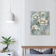 thumbnail image 4 of Wuche  White Flower Wall Art Blooming Floral with Gold Foil Canvas Print Wall Art The Picture for Living Room Bedroom Contemporary Wall Painting Decoration Modern Abstract Artwork, 4 of 5