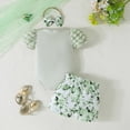 thumbnail image 5 of TOWED22 Newborn Baby Girl Clothes Mama's Girl Short Sleeve Romper Flower Ruffle Shorts Headband Set 3Pcs Summer Outfits Mint Green,9-12 M, 5 of 5