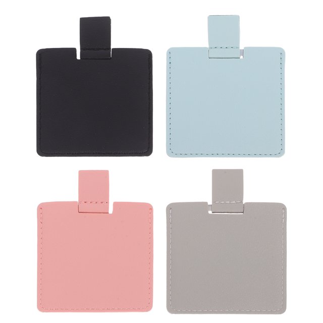 4 mini espejos para bolso: Espejos de maquillaje compactos y portátiles - Para bolso - Con bolsillo de almacenamiento de PU - Pequeño espejo cosmético de mano