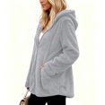 thumbnail image 3 of Scyoekwg Women's Hooded Fleece Zip Up Jacket Long Sleeve Drawstring Sherpa Coat with Side Pockets Soft Warm Loose Fit Fall Winter Outerwear,Size:S-XXL, 3 of 7
