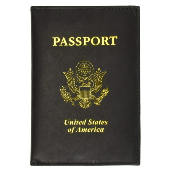 USA Gold Genuine Leather Passport Cover for Travel with Credit Card Slots 601 CF USA (C)