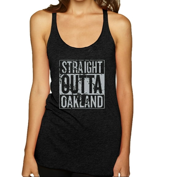Straight Outta Oakland Oak Fan | Fantasy Football | Womens Sports Premium Tri-Blend Racerback Tank Top, Vintage Black, Large
