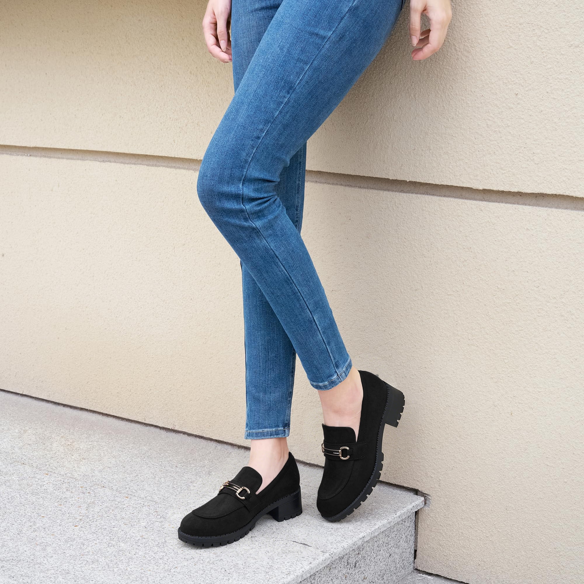 Ecetana Womens Loafers Shoes Platform Chunky Penny Loafer Lug Sole Comfortable Slip On Work Office Business Casual Dress Shoes