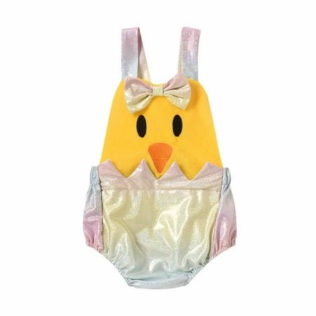 

Newborn Baby Girls Boys Romper Gradient Glitter Chicken Romper Jumpsuit Cute Sleeveless Sling Bodysuit Strap Pants